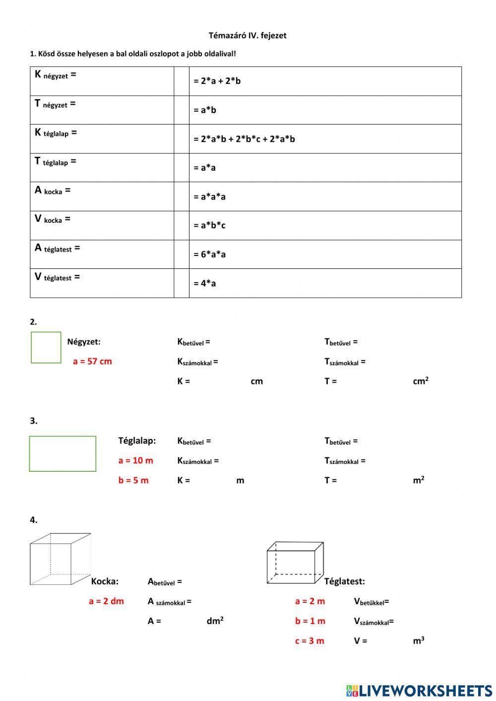 Témazáró 5 IV. f.