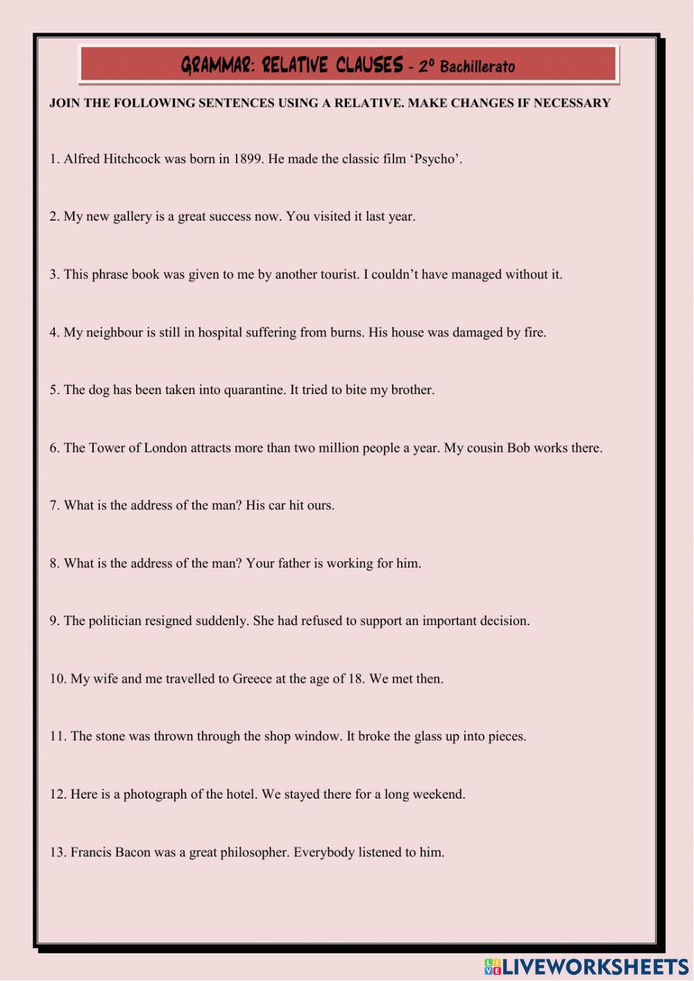 Relative Clauses 2º Bachillerato
