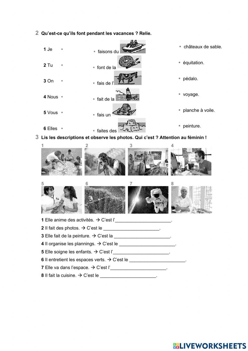 Les activités et les professions