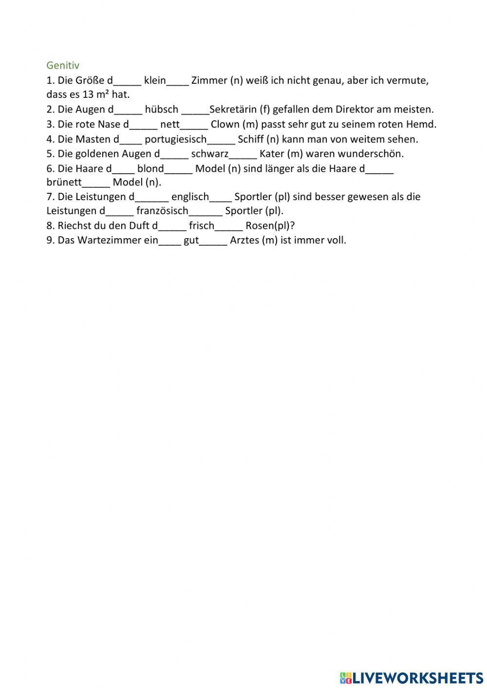 Adjektivdeklination 1.2.Schema