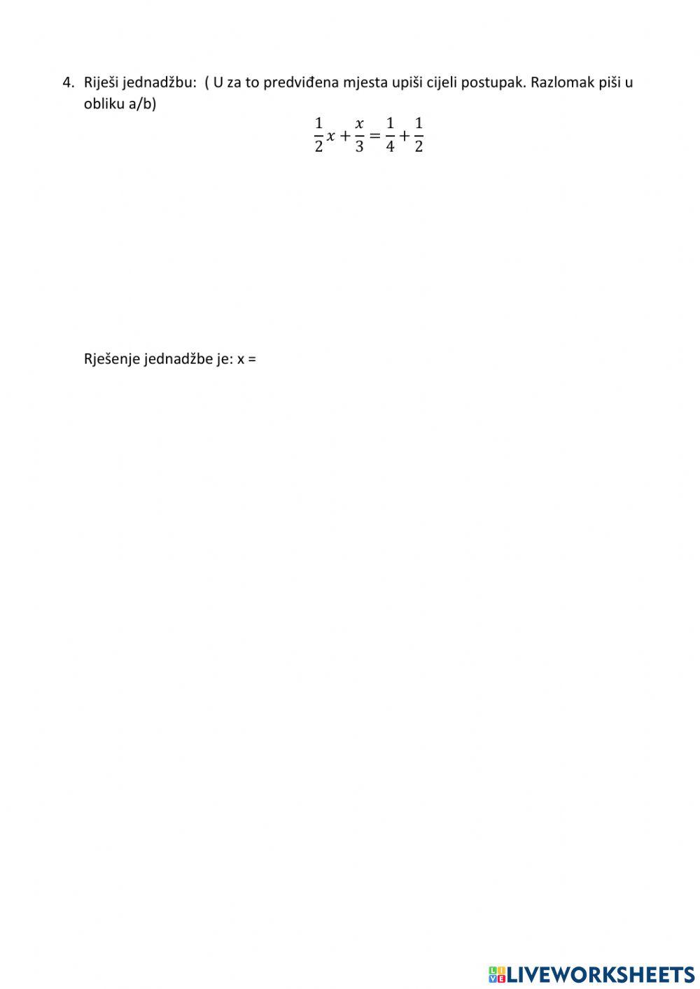 Rješavanje linearnih jednadžbi 1