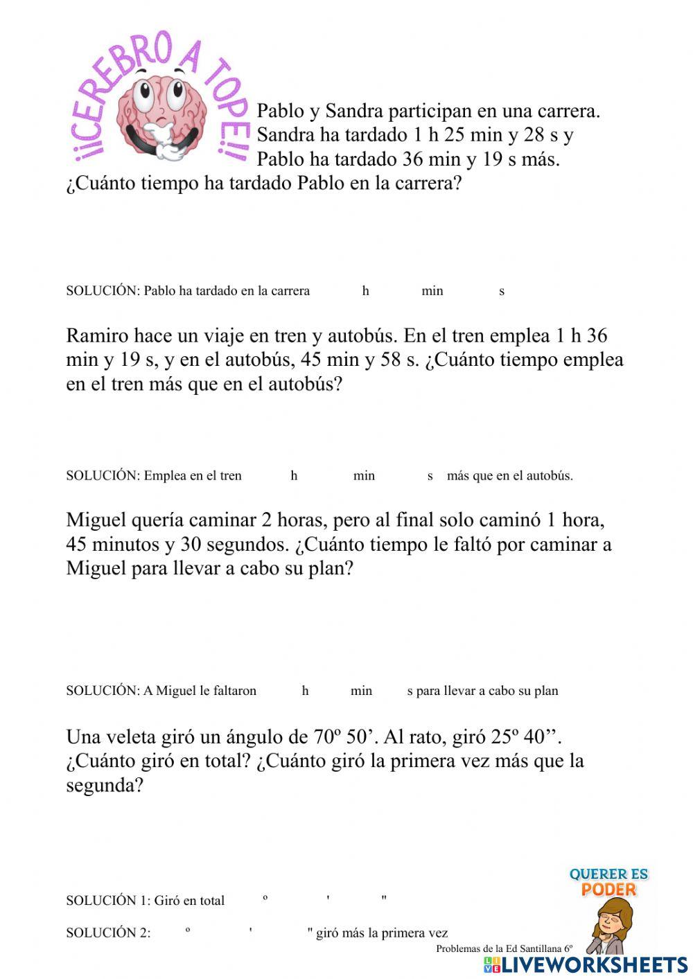 Poblemas suma de tiempo