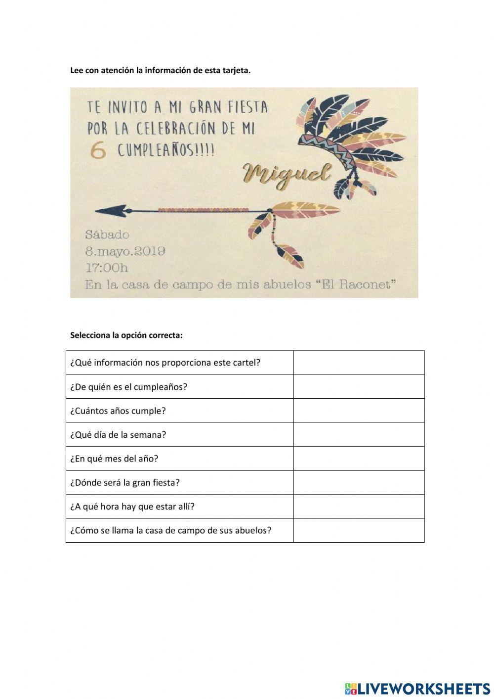 Invitación cumpleaños