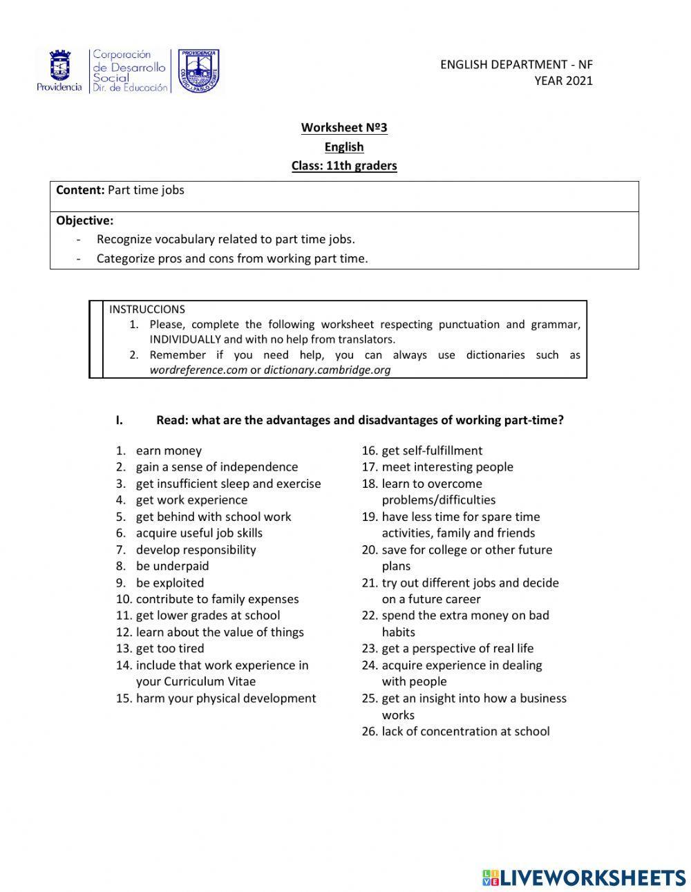 Advantages and Disadvantages of teen work