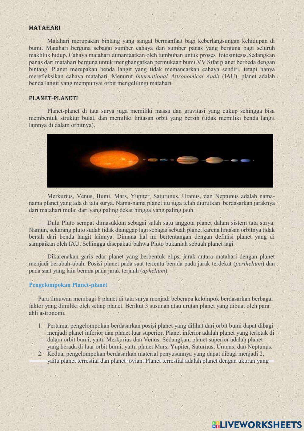 E-lkpd tata surya kelas 6