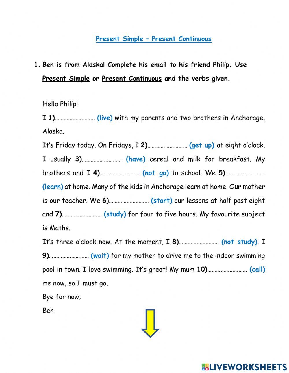 Present Simple vs Present Continuous (HS1)