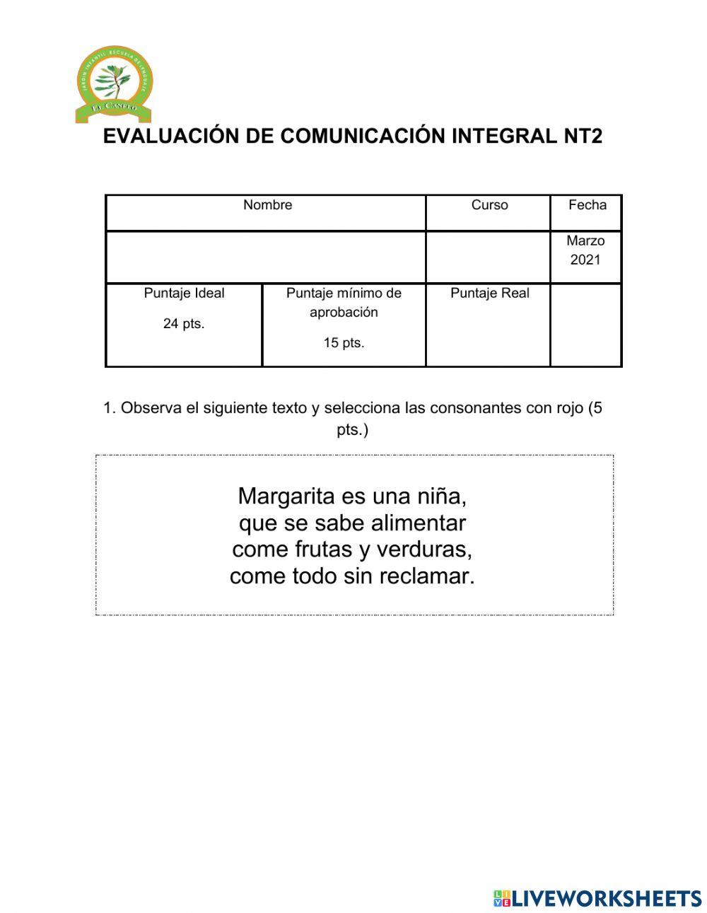Prueba Diagnóstica Segundo Nivel de Transición