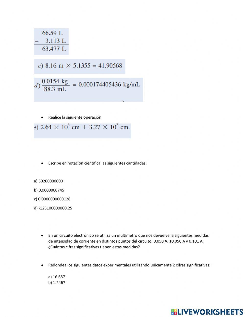 Ejercicios Sistema internacional de medida