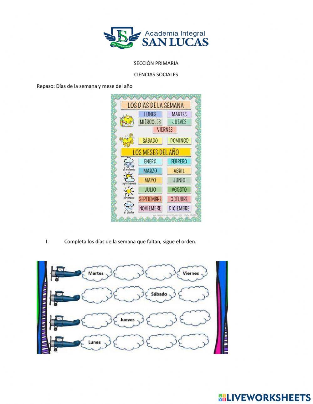 Días de la semana y meses de año