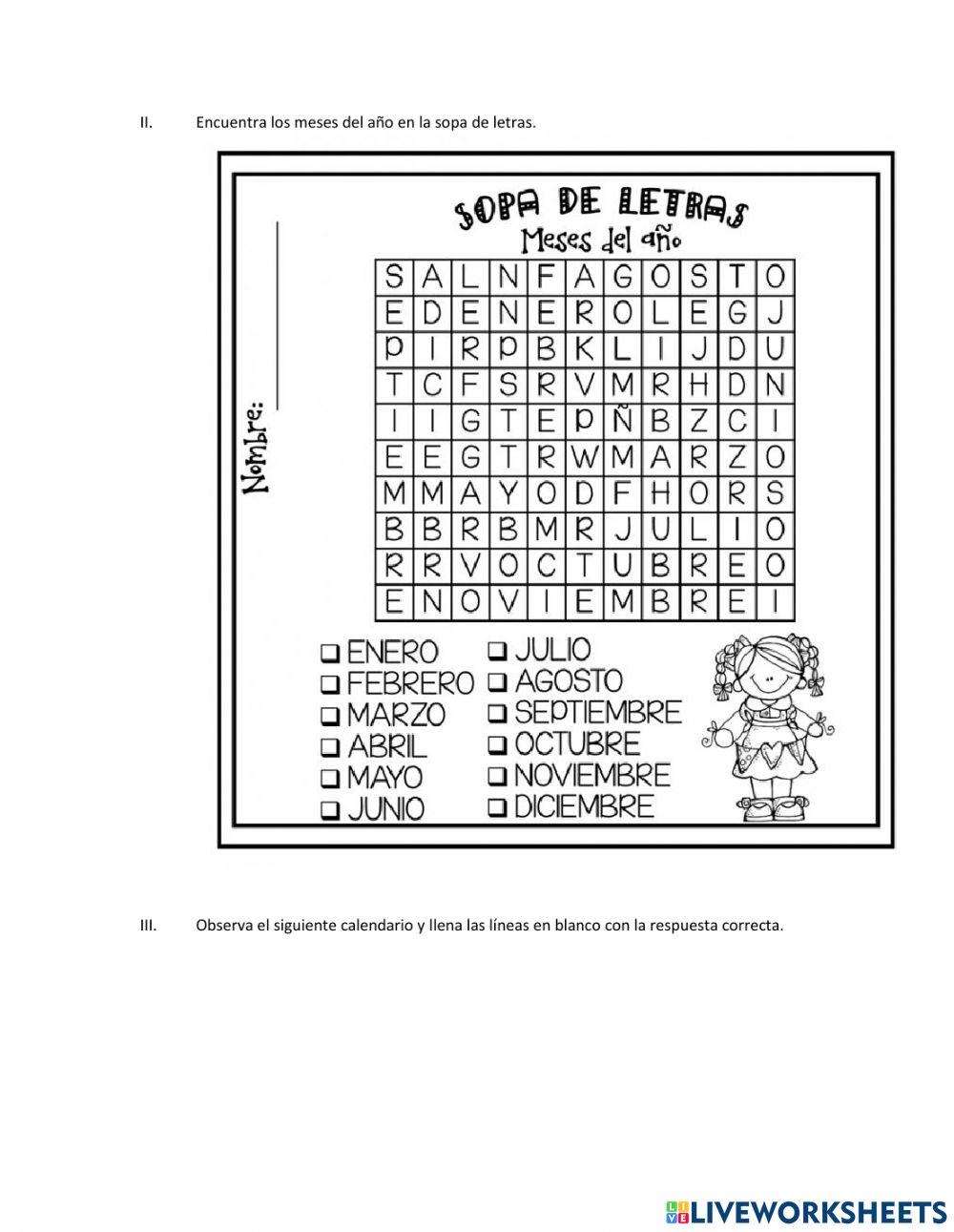 Días de la semana y meses de año