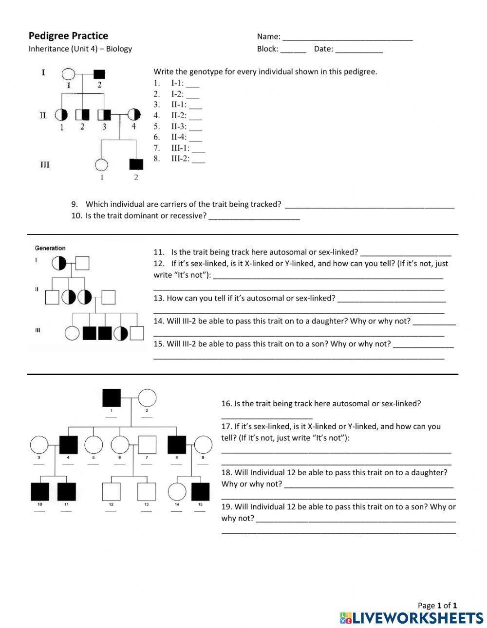 Unit 4 - Pedigree Practice