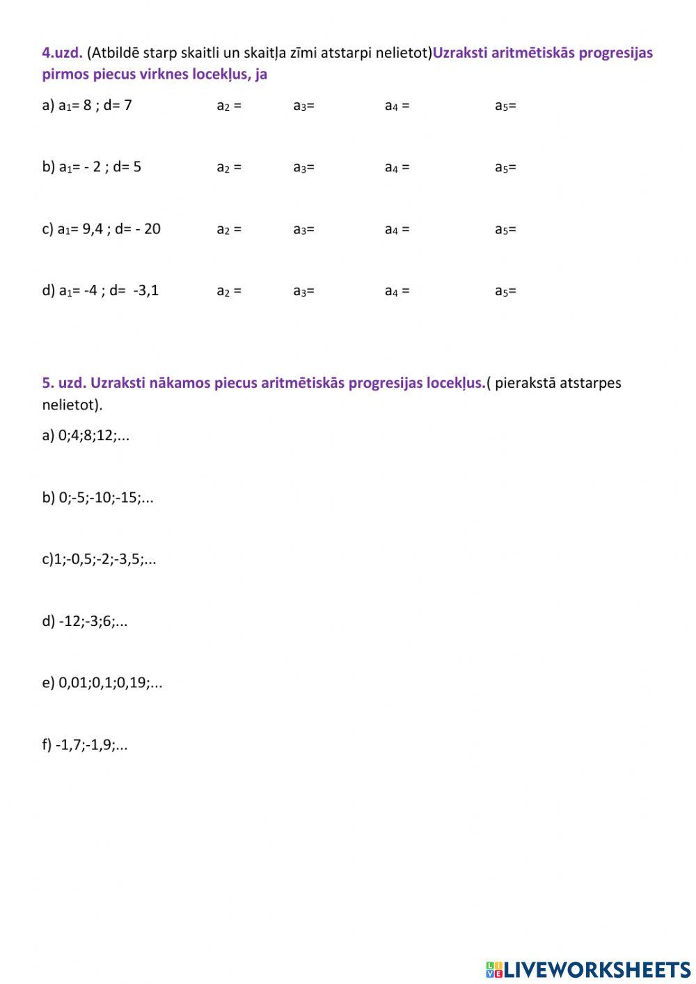 Aritmētiskā progresija
