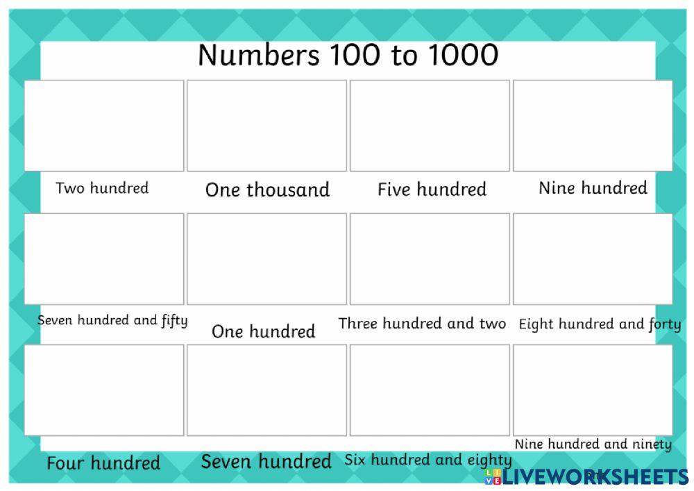Numbers 100 To 1000 Exercise Live Worksheets numbers-100-to-1000-exercise-live-worksheets