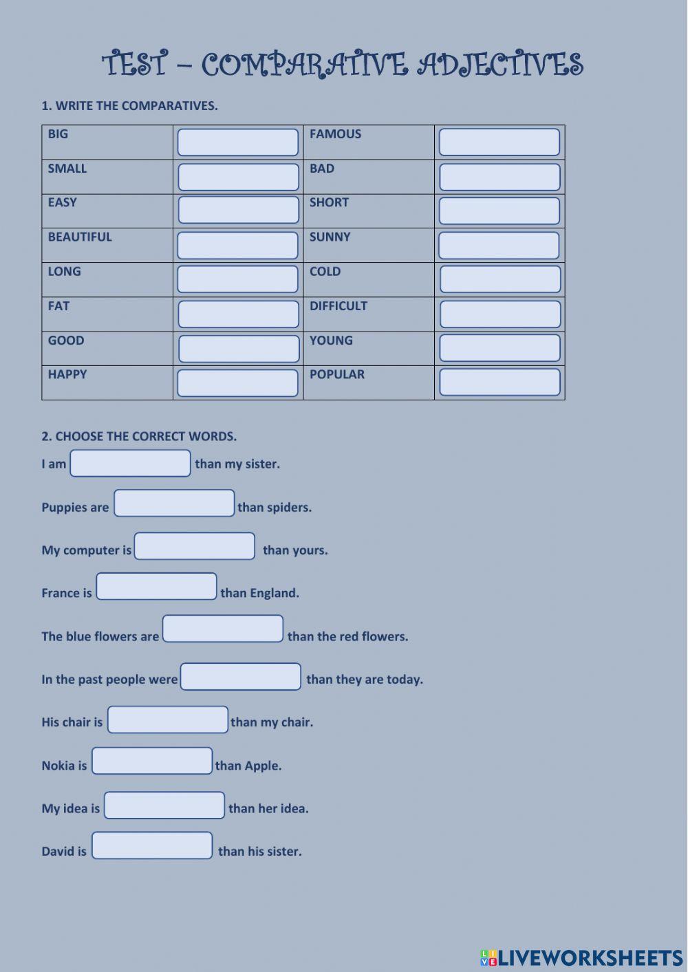 Comparative adjectives