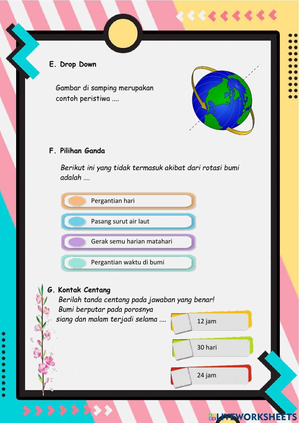 LKPD Kelas VI Semester 2 Tema 8 Subtema 1 IPA (Rotasi Bumi)