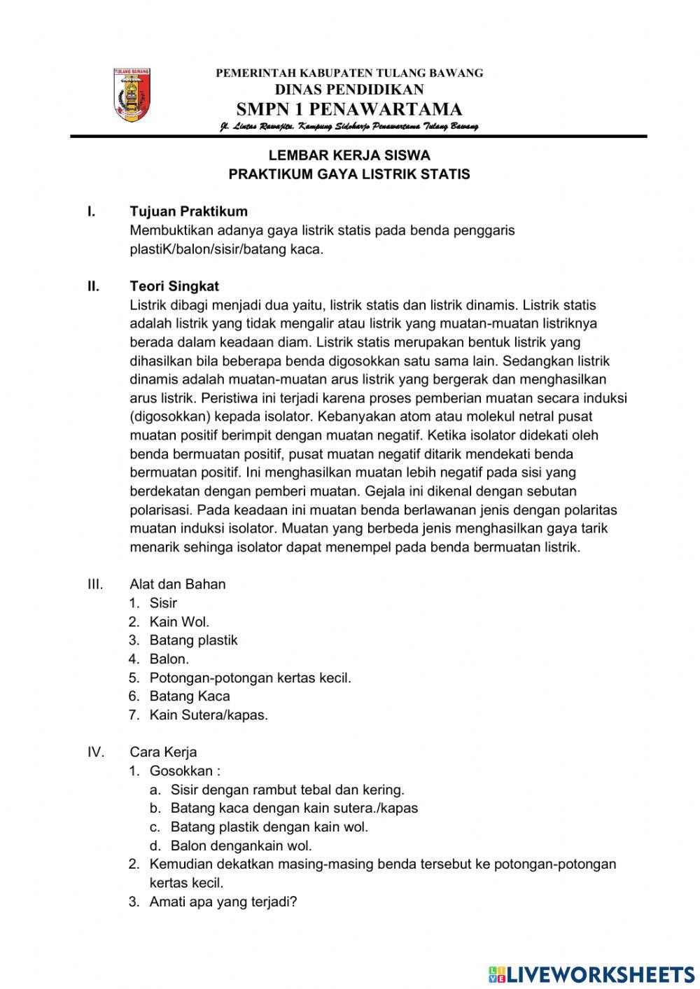 LKS Praktikum Listrik Statis