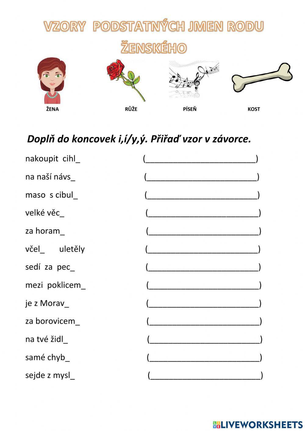Vzory podst.jmen rodu ženského
