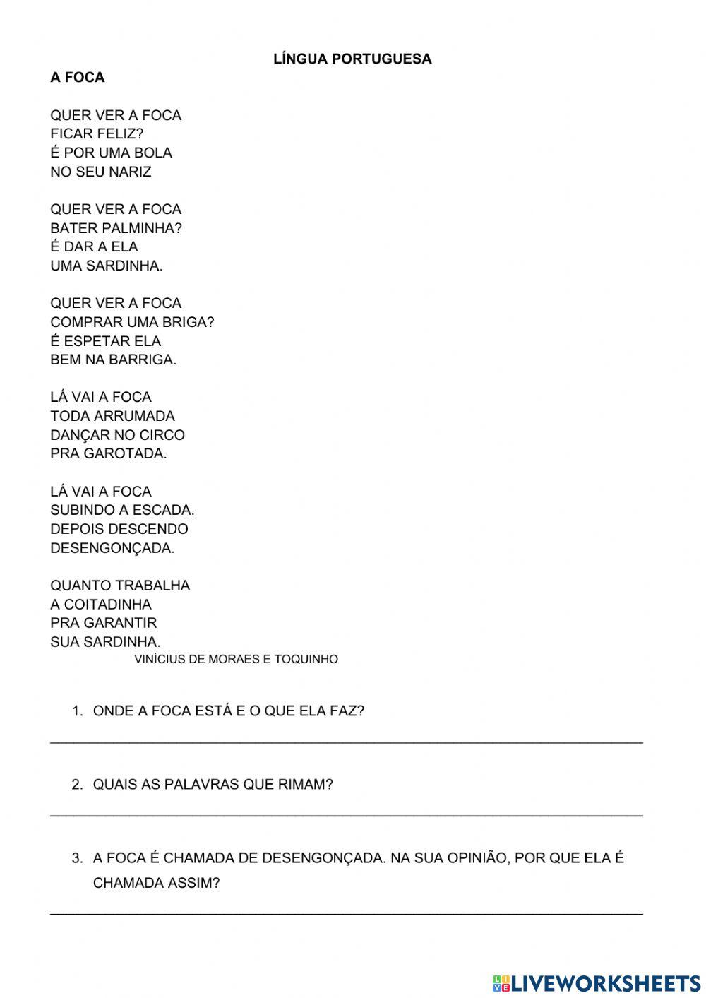 Língua portuguesa e matemática