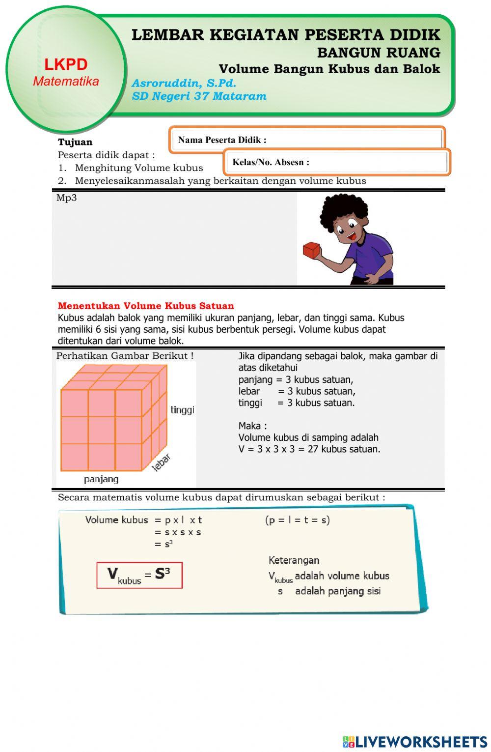 LKPD Volume Bangun Ruang