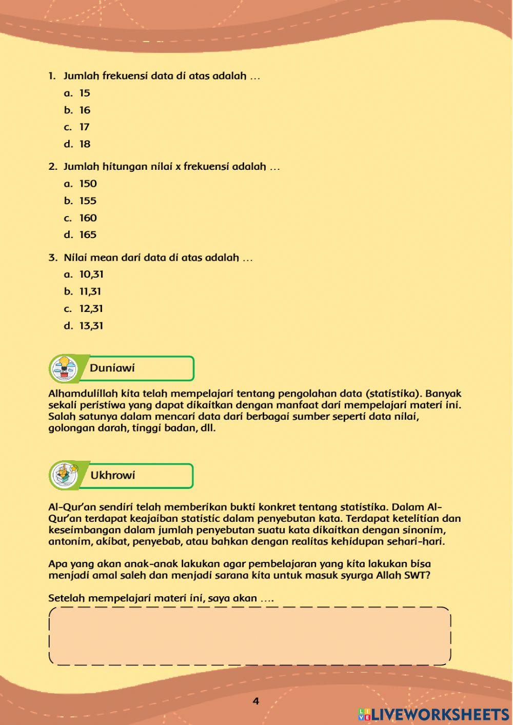 LKPD Mean worksheet | Live Worksheets