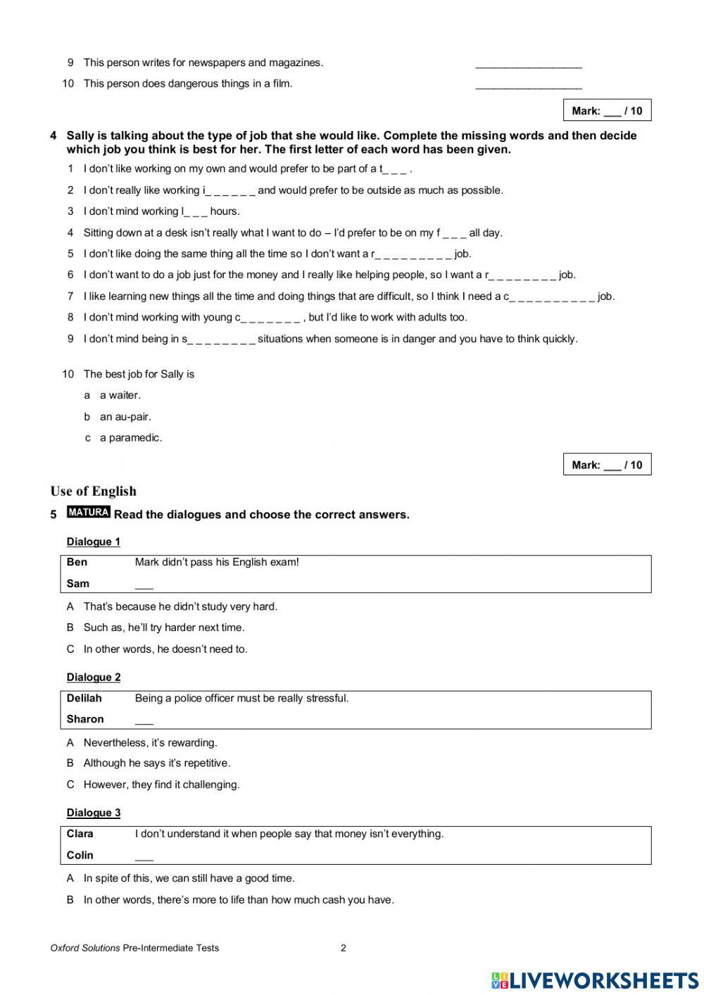 Pre intermediate Progress Test 5 Online Exercise For Live Worksheets pre-intermediate-progress-test-5-online-exercise-for-live-worksheets