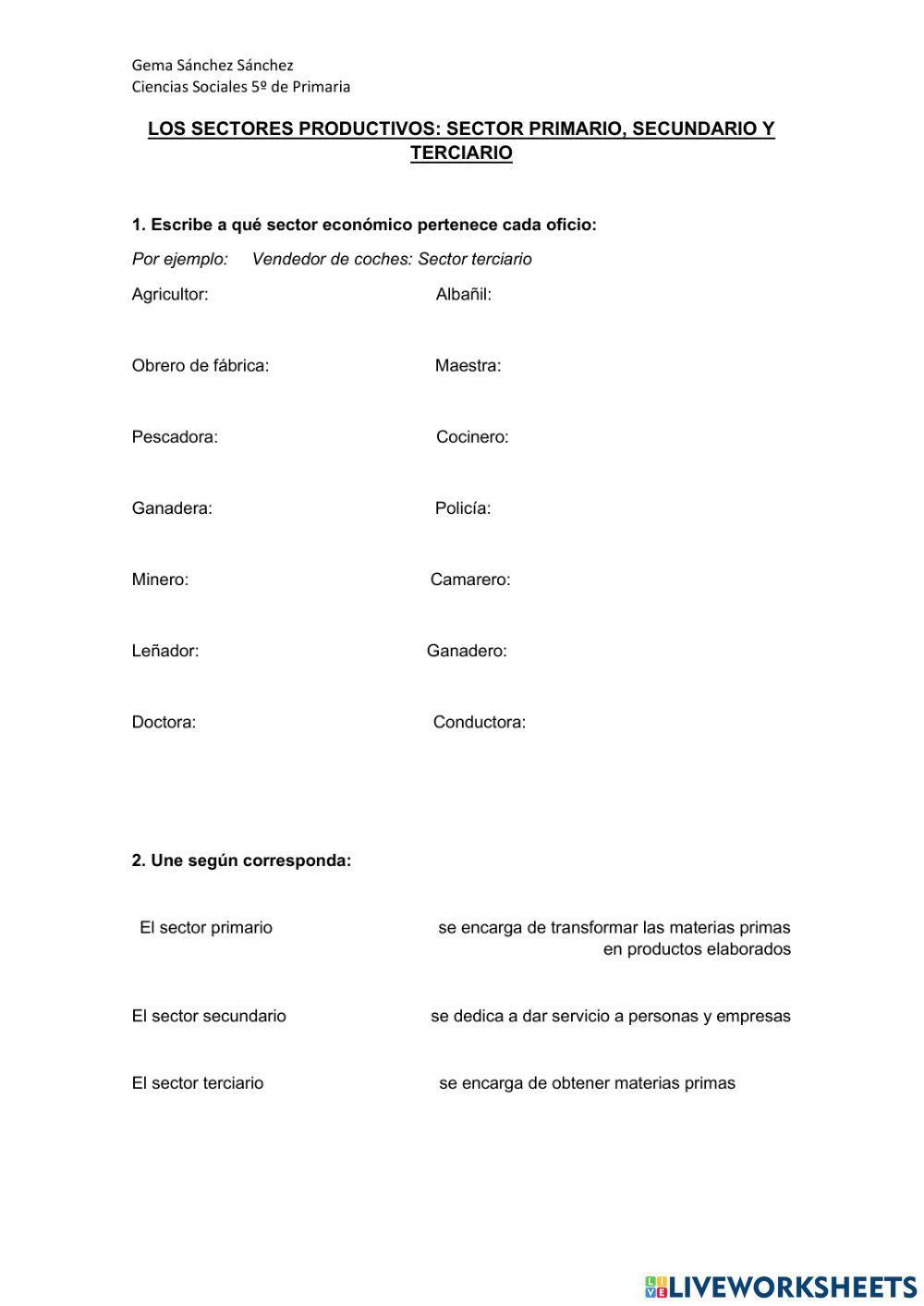 Los sectores de trabajo