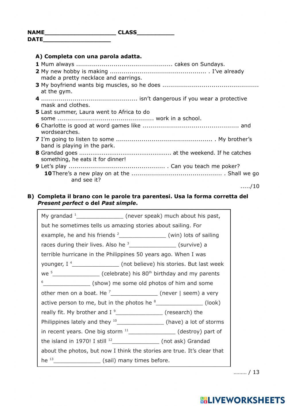 Used to, past simple, present perfect, future