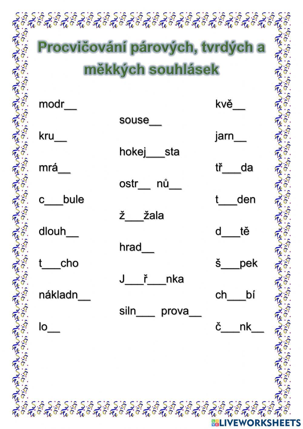 Párové souhlásky Párové souhlásky