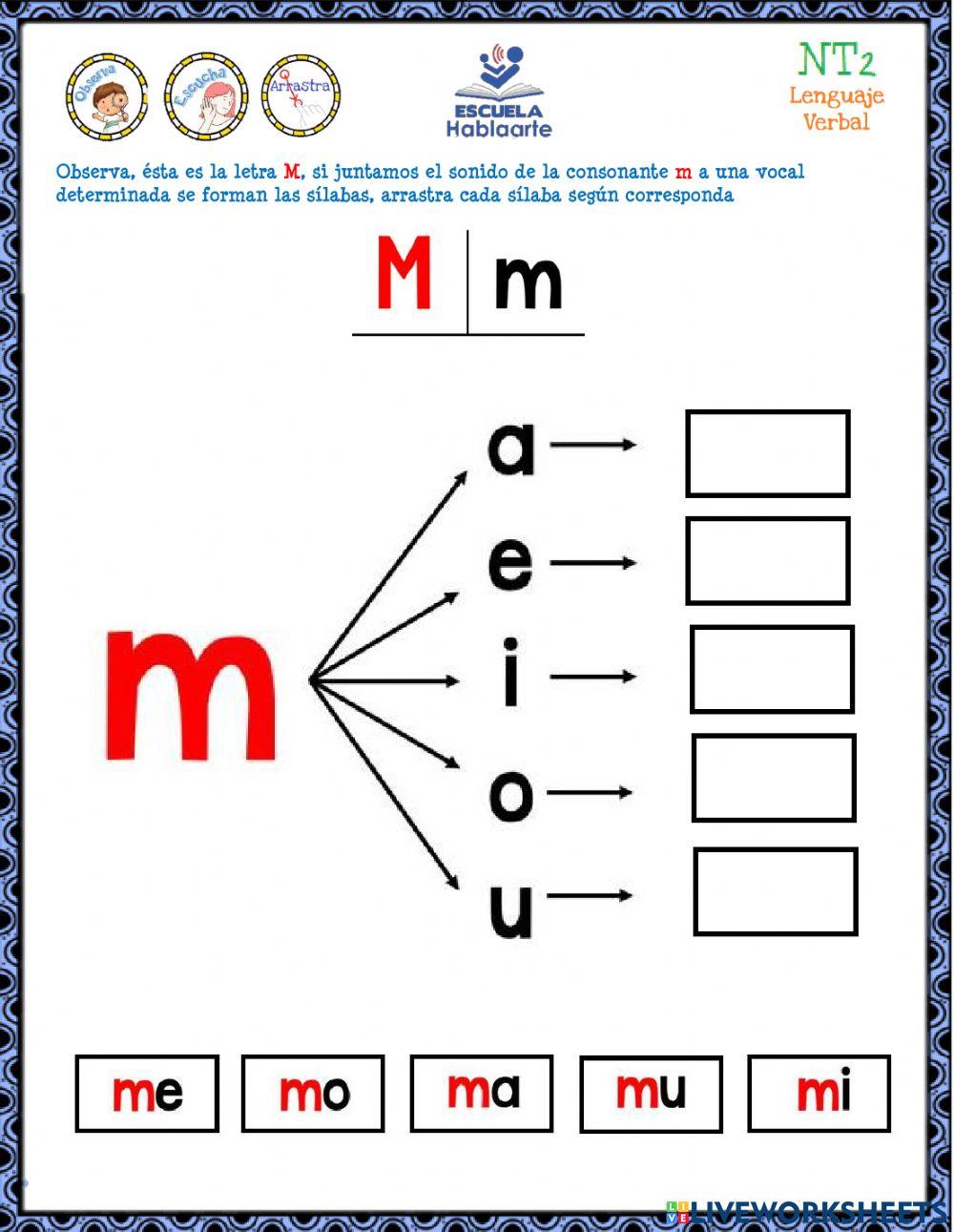 Repaso de contenidos Formando sílabas con M