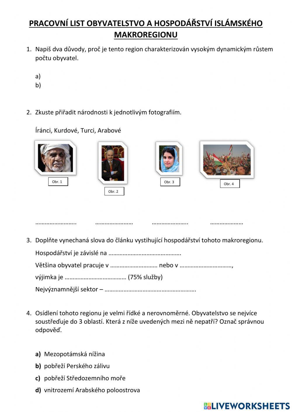 ISLÁMSKÝ MAKROREGION - obyvatelstvo a hospodářství