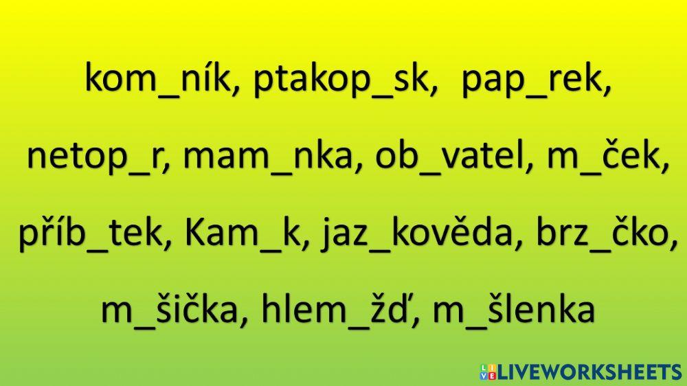 Doplňovačka - vyjmenovaná slova