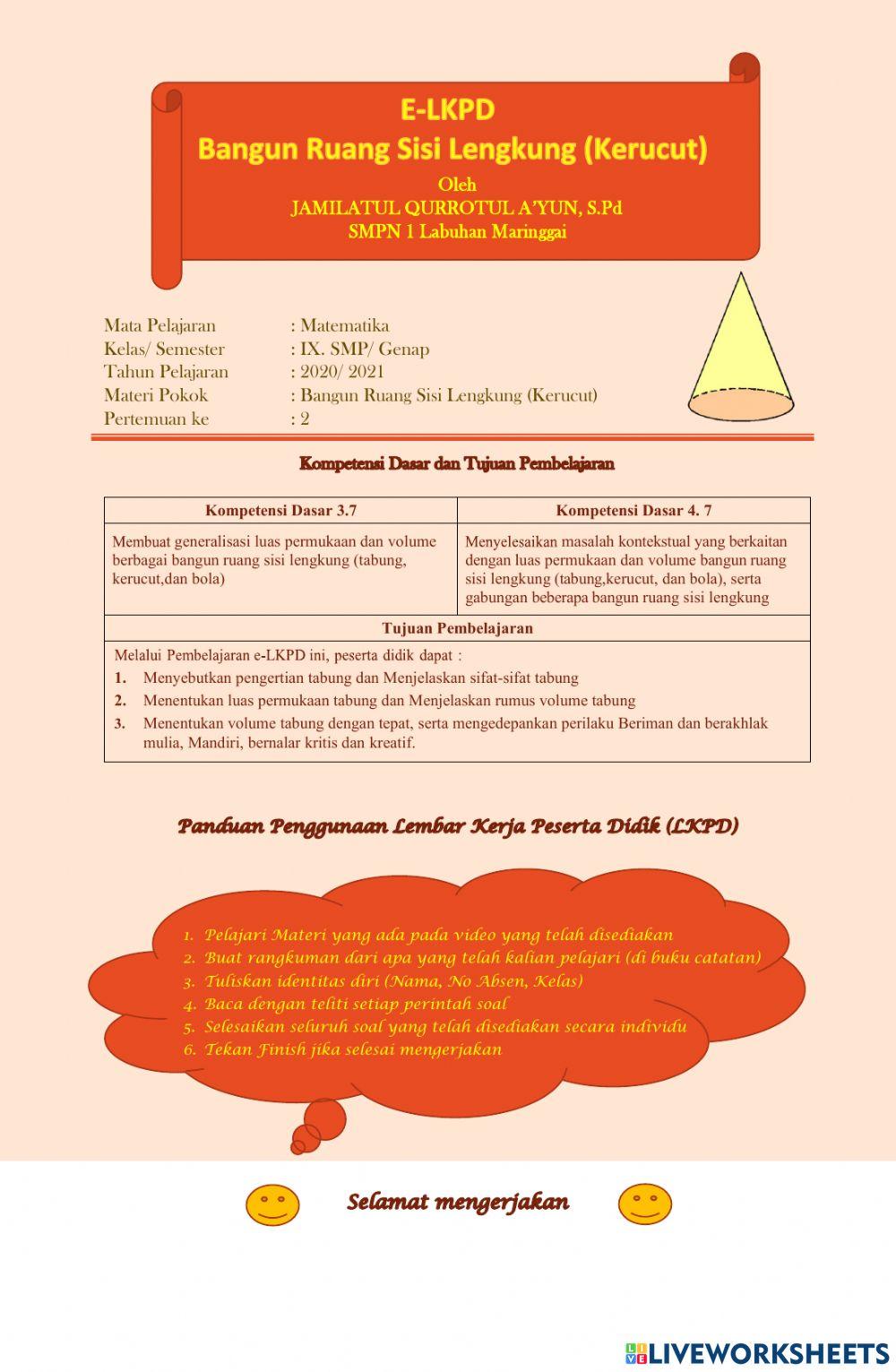 Bangun Ruang Sisi Lengkung (Kerucut)