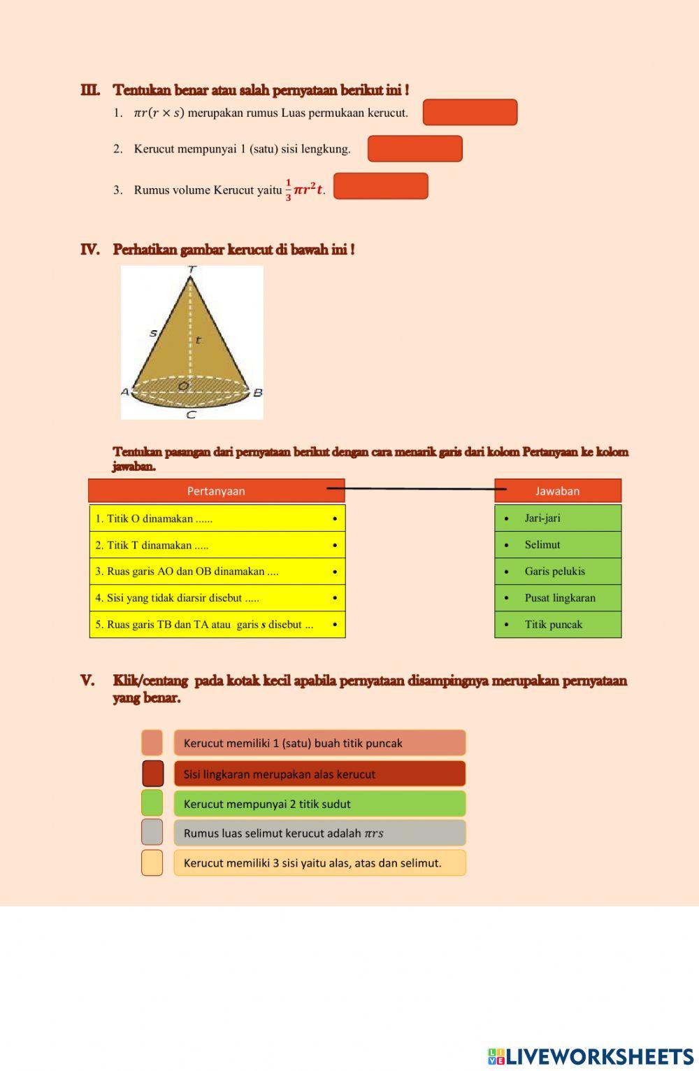 Bangun Ruang Sisi Lengkung (Kerucut)