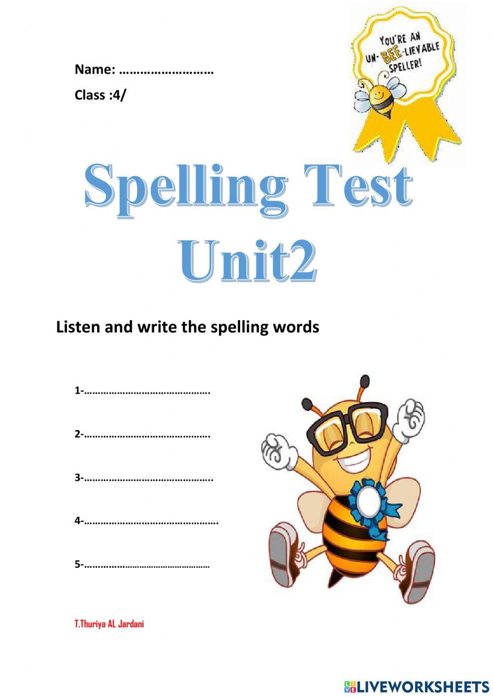 Spelling test1 u2