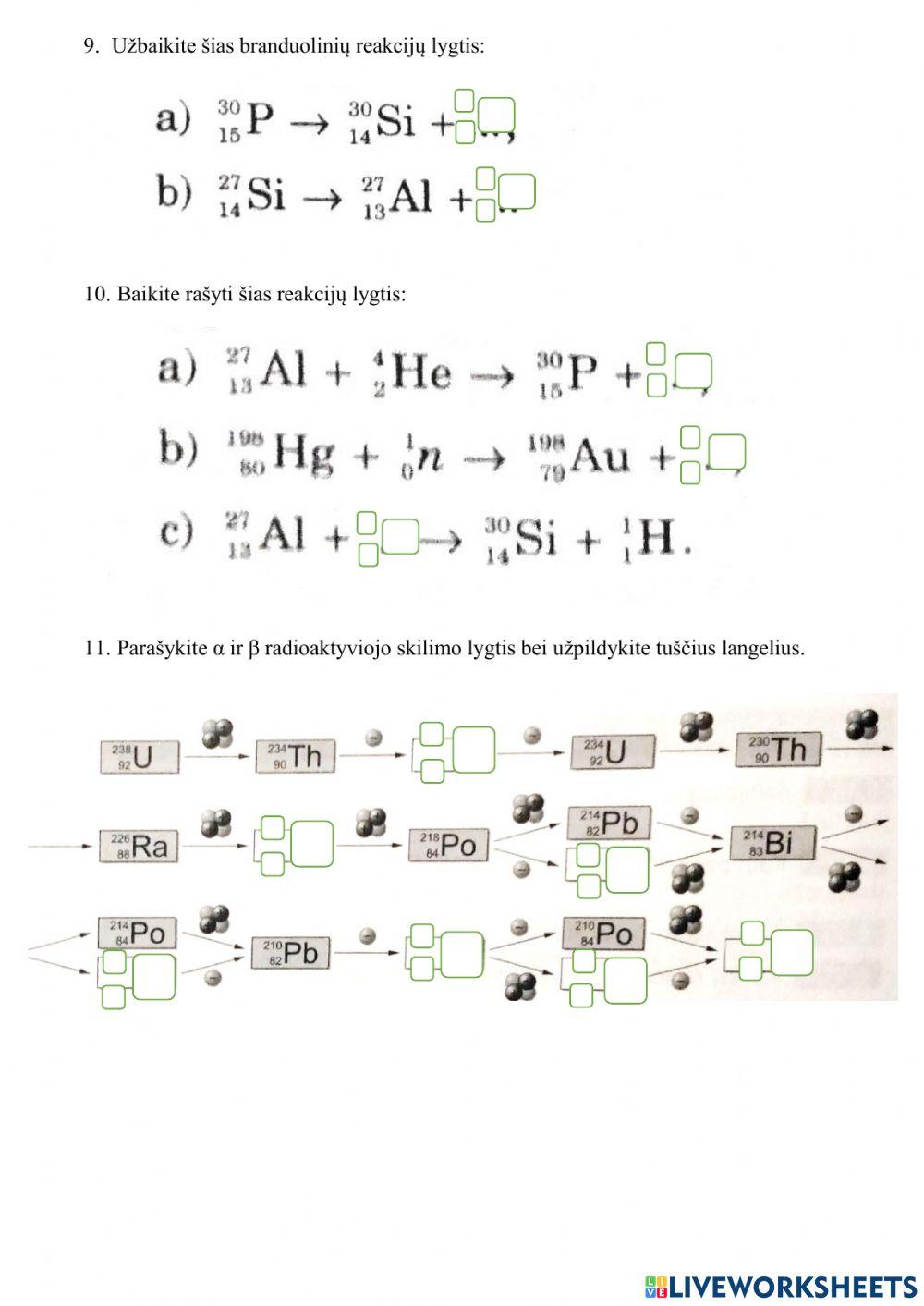 Branduolių skilimas. Uždaviniai