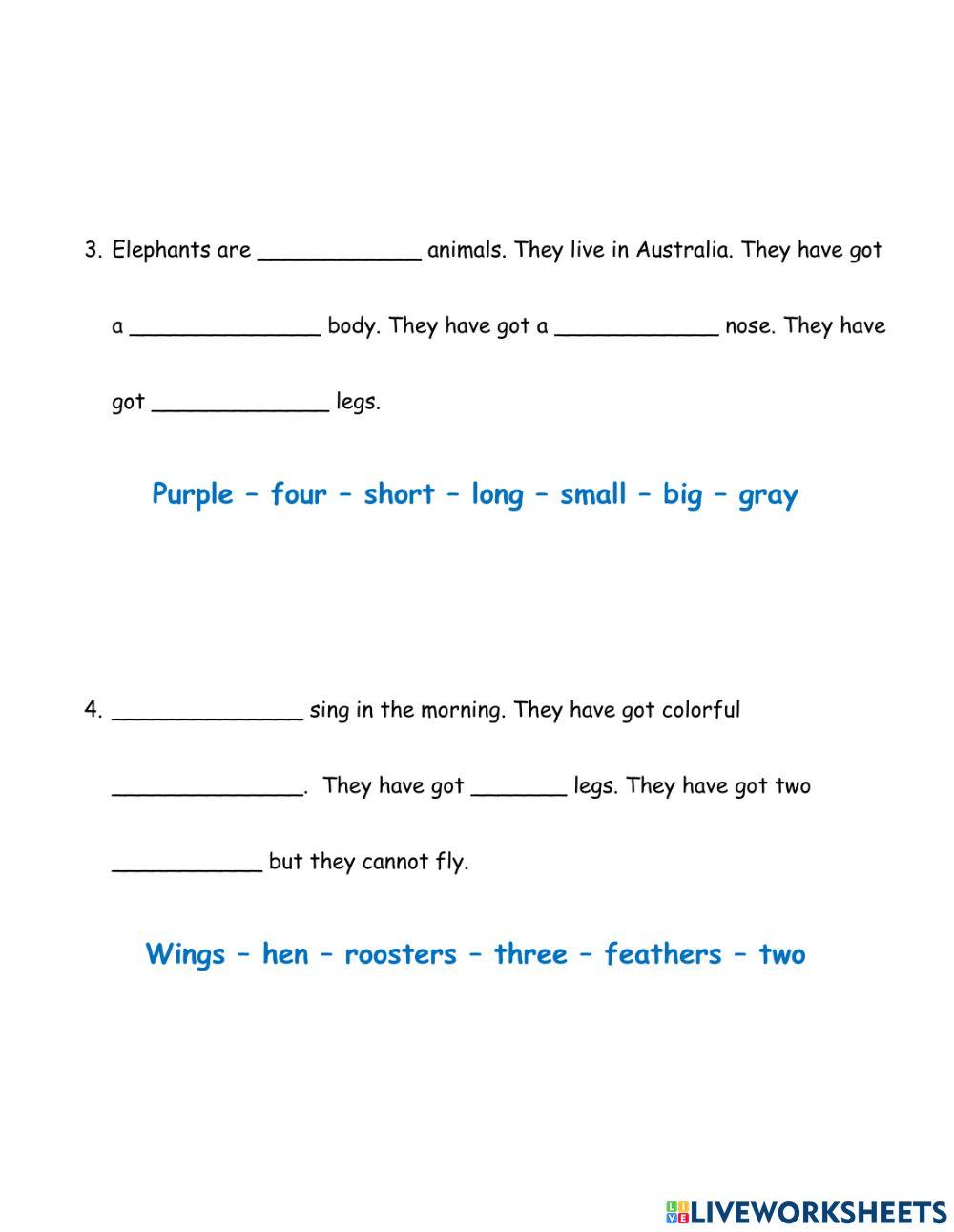 Body parts of animals