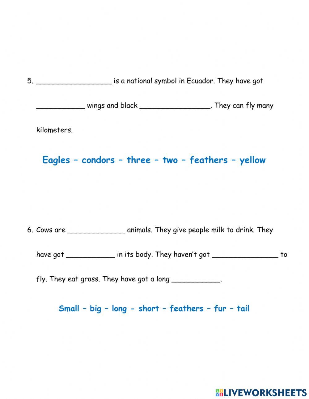 Body parts of animals