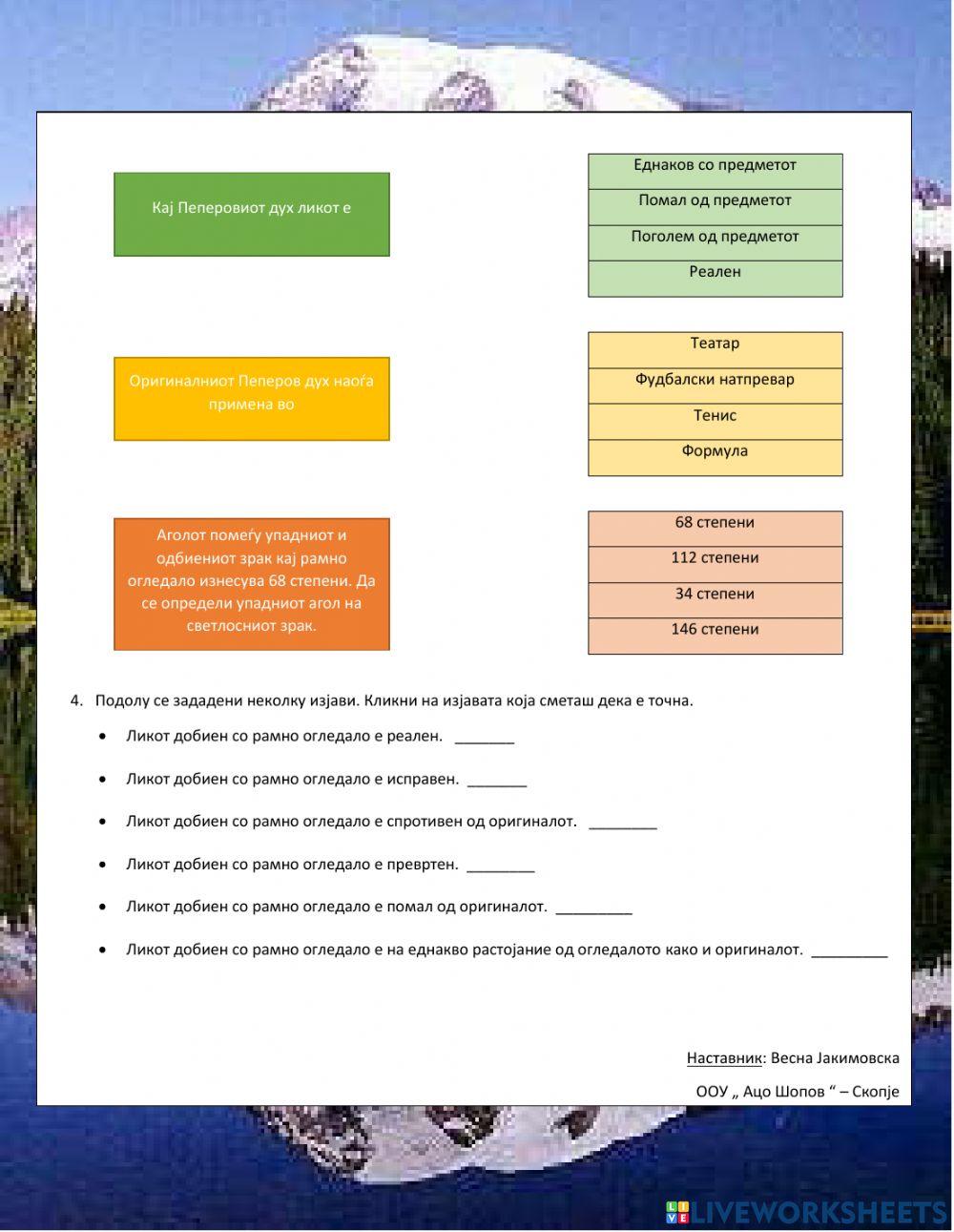Примена на законот за рефлексија