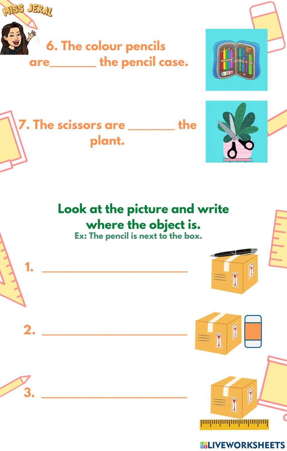 Prepositions and School Objects