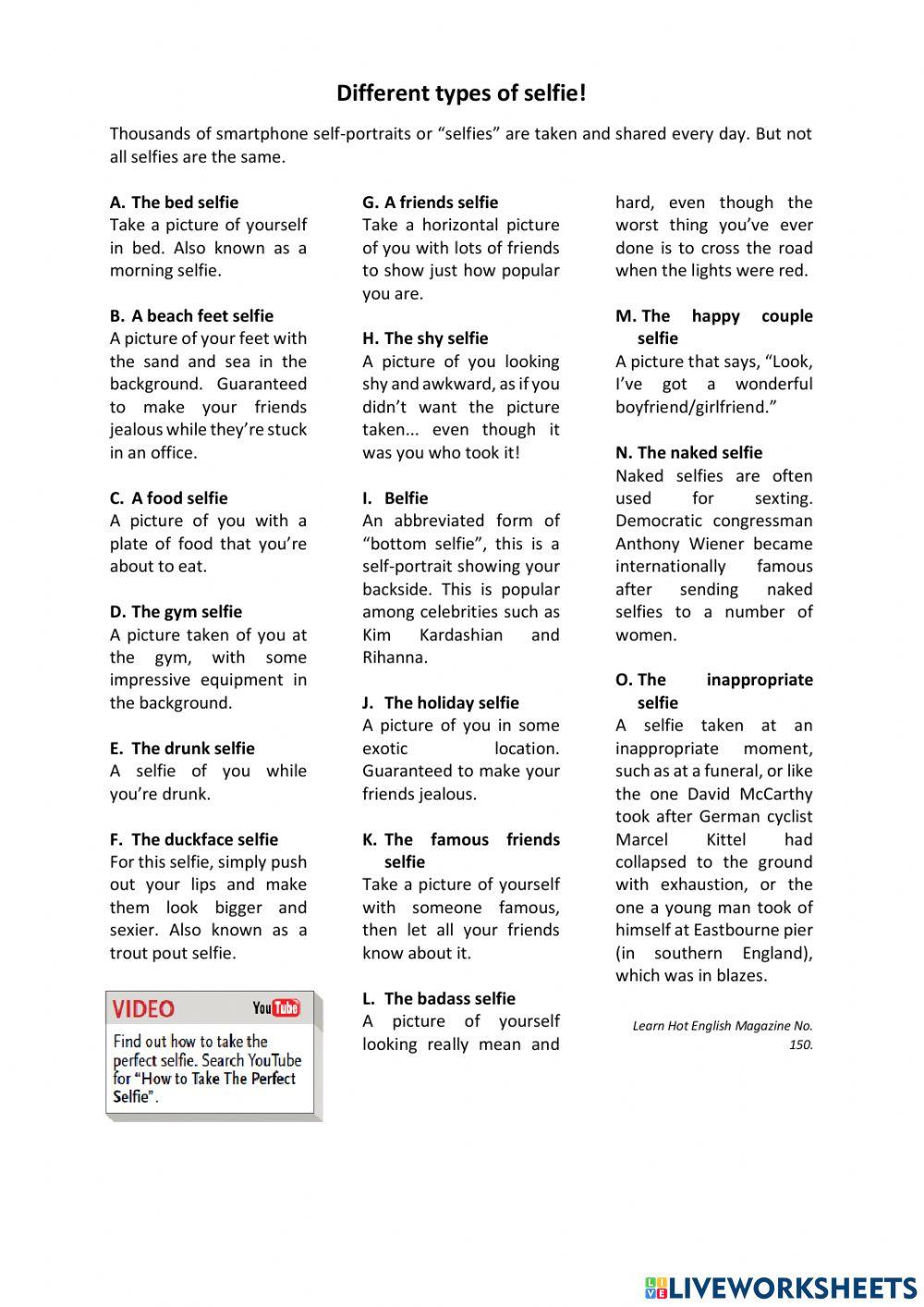 Different Types of Selfie