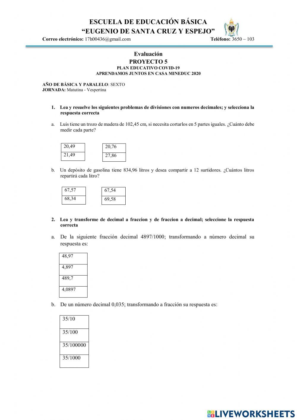 Los números en nuestro relieve parcial 5