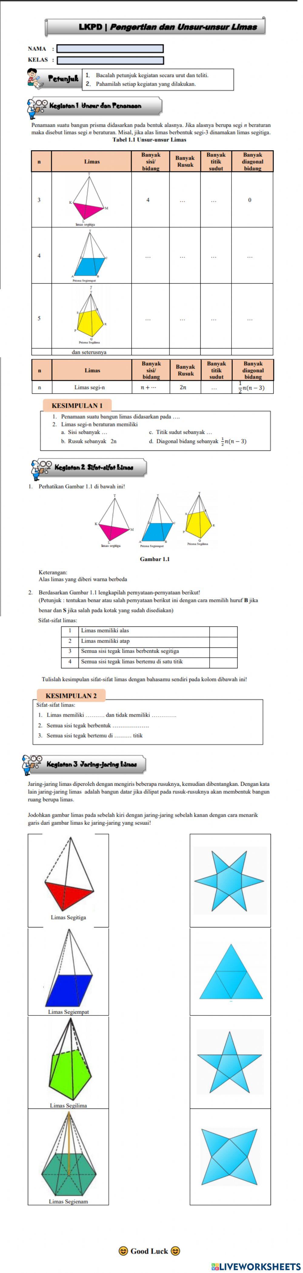LKPD Unsur dan Sifat Limas