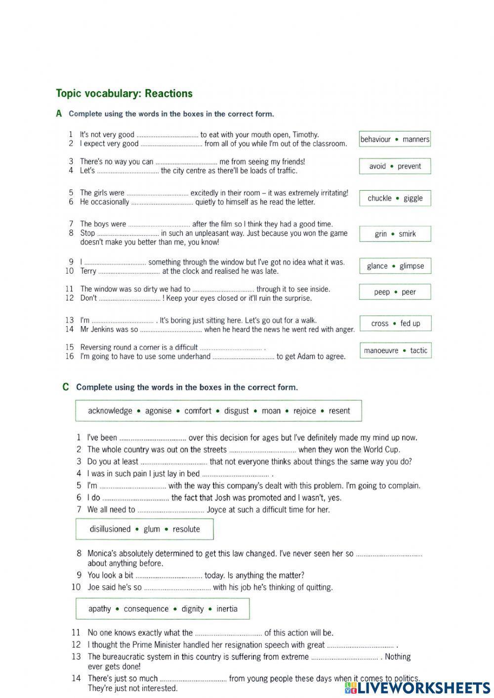 Destination C1 Reactions and Health