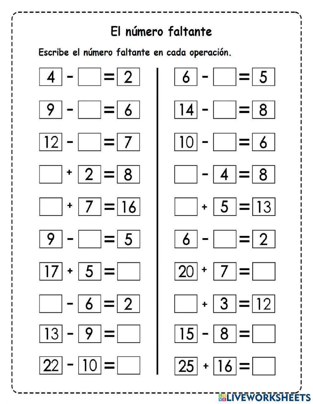El número que falta