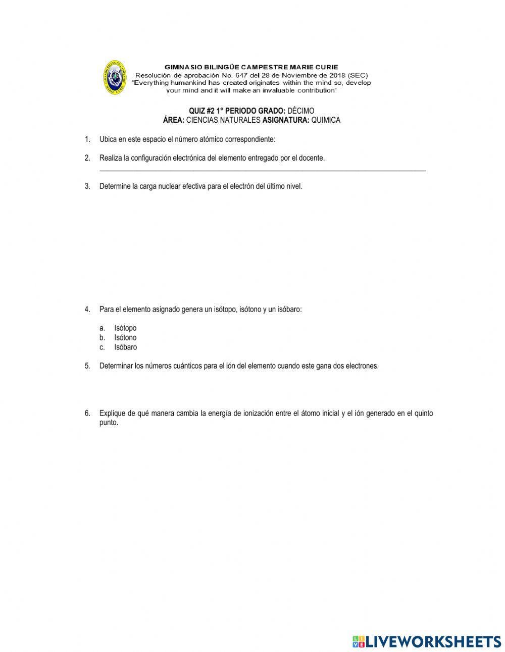 Quiz décimo | Free Interactive Worksheets | 844720