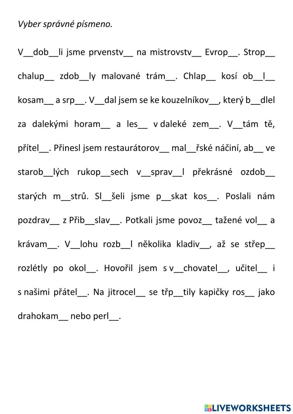 Opakování koncovky podstatných jmen