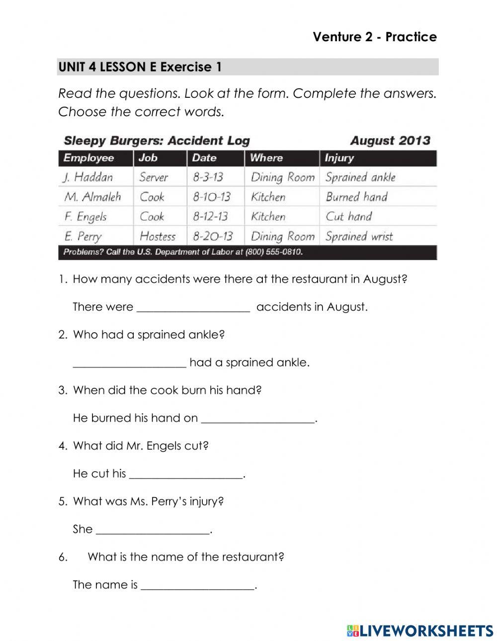 Read an Accident Log