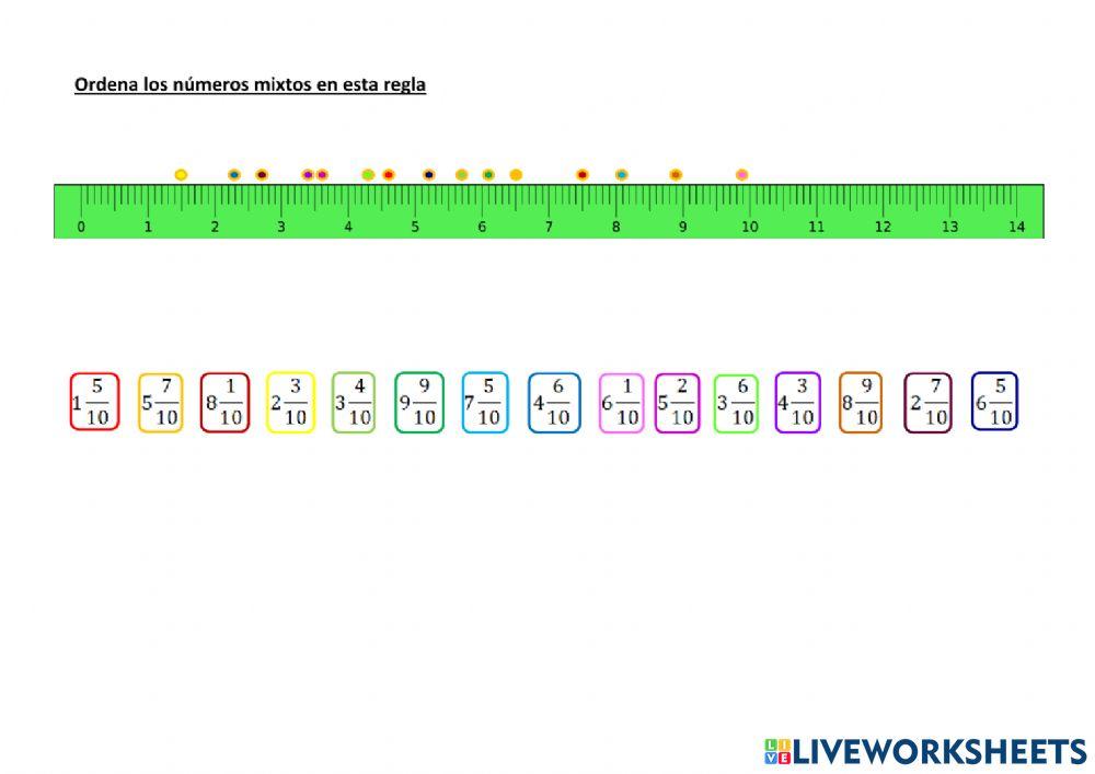 Ordena los números mixtos