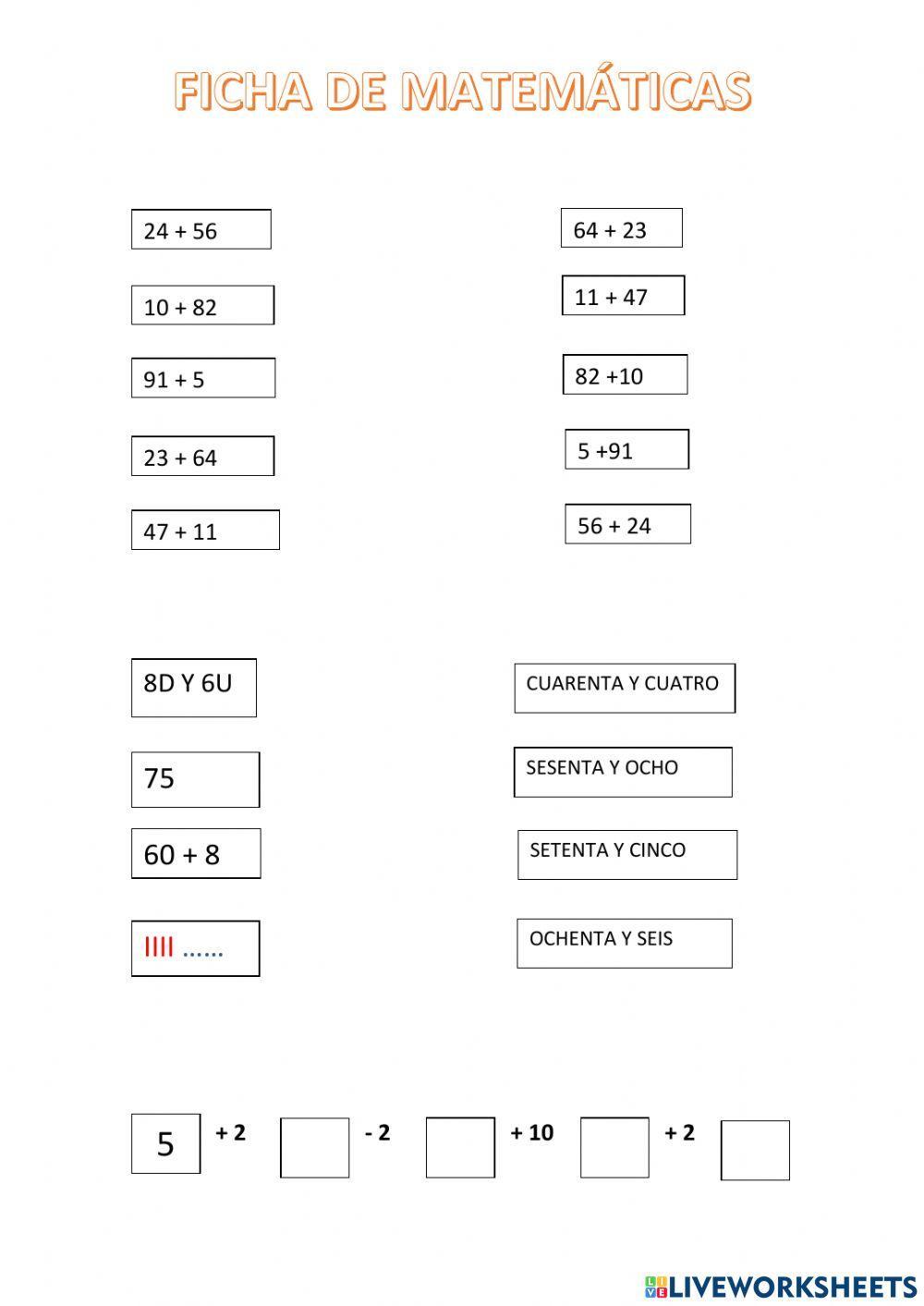 Ficha de matemáticas 1º