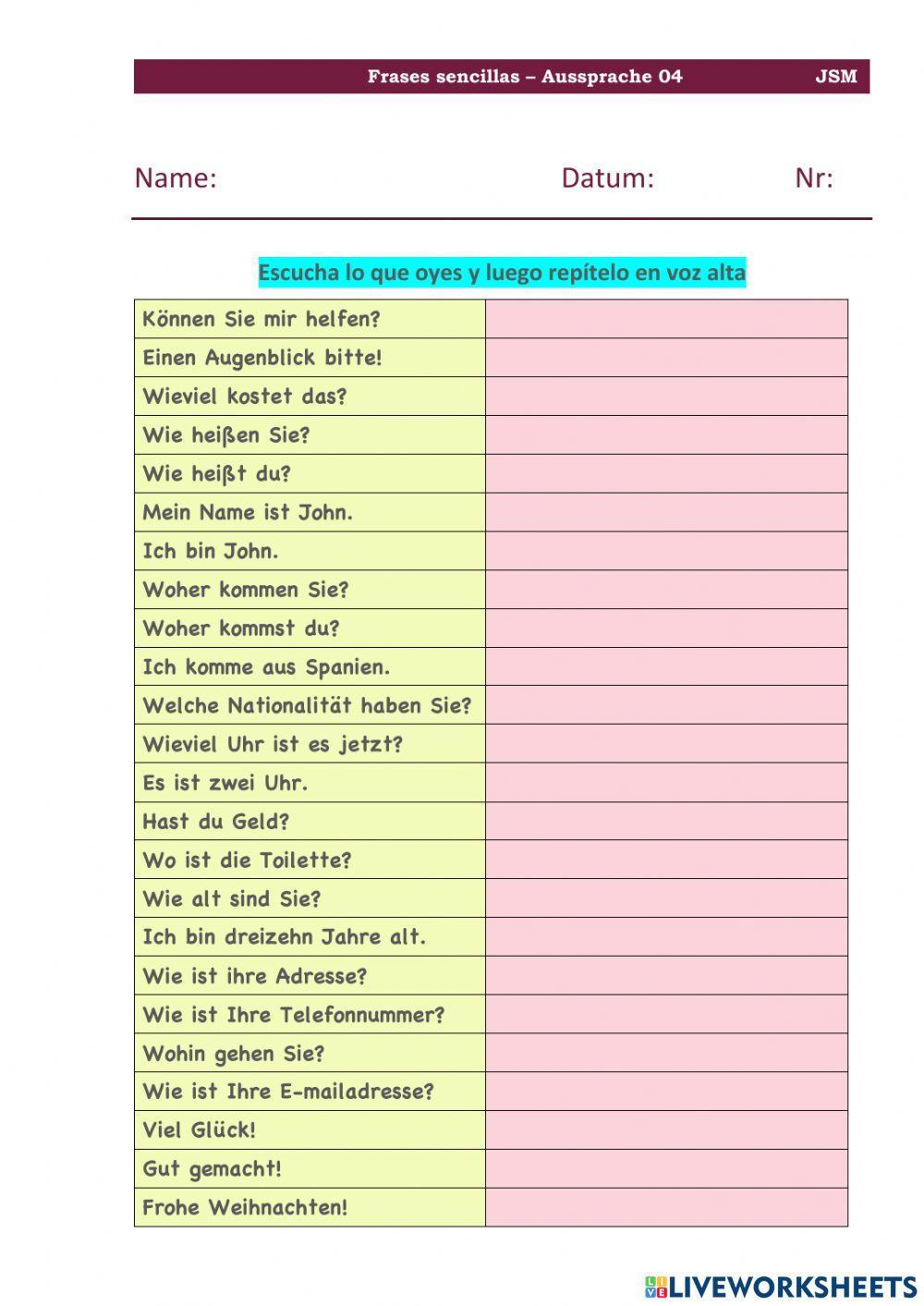 Frases sencillas (Aussprache) 04